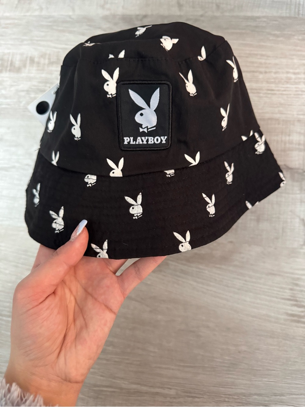 Vtg PLAYBOY Double Sided/Reversible Black Bucket Hat Unisex/OS